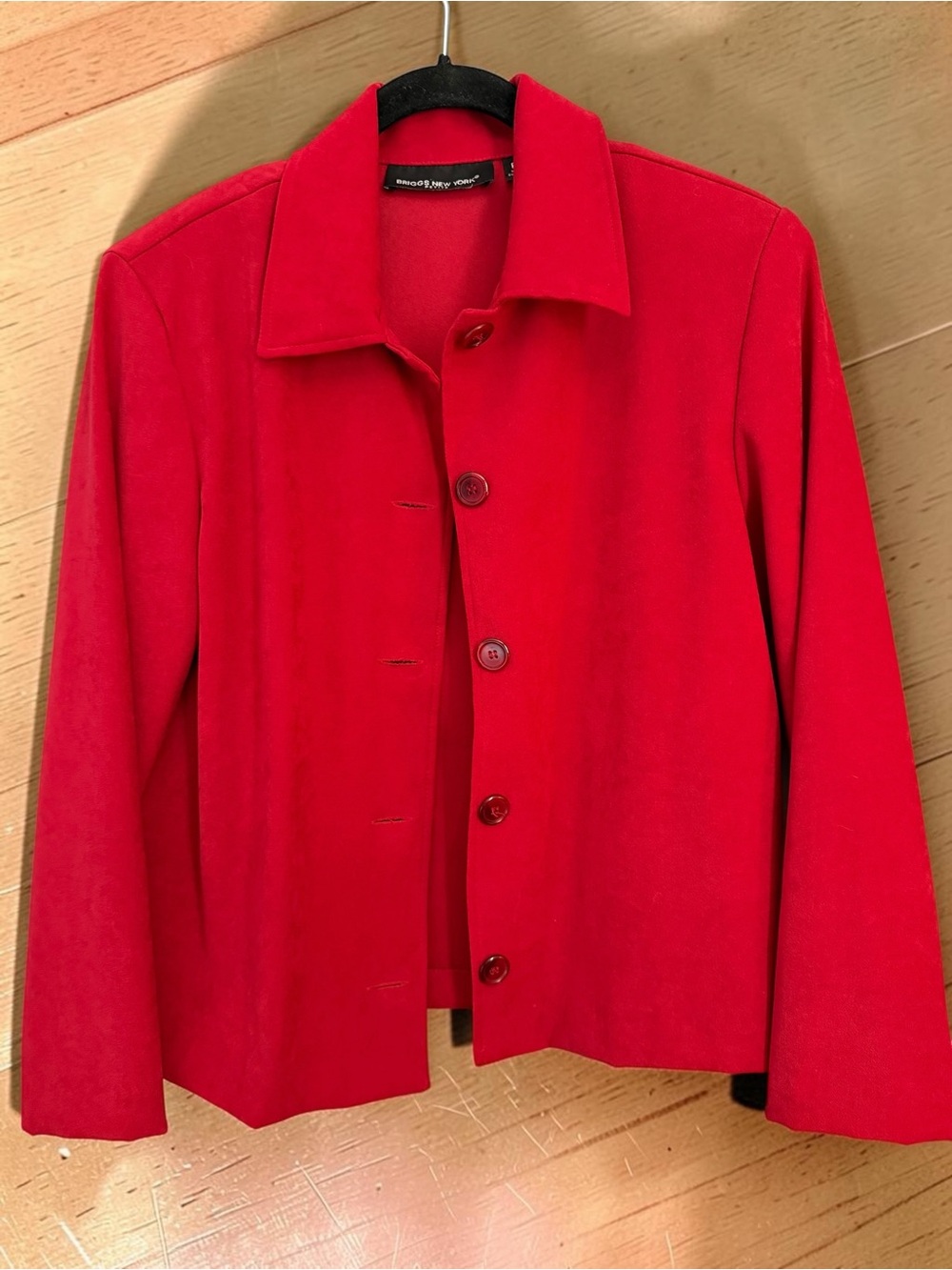 Briggs New York Petite Tailored Jacket PS Red Button Front Blazer Work